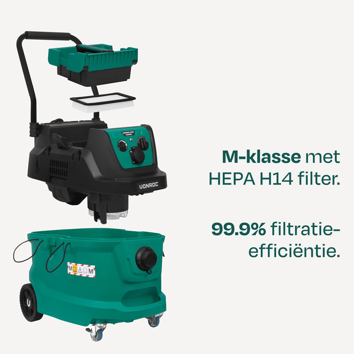 VONROC bouwstofzuiger nat/droog 1600W - Image 2