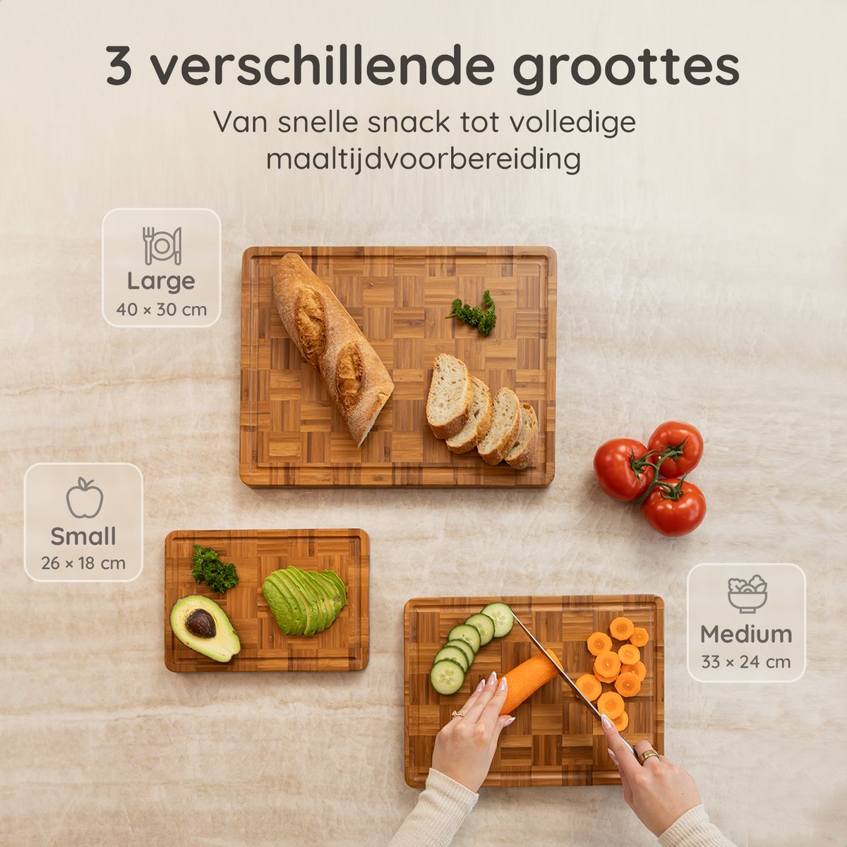 Deleca 3-delige Snijplankenset met houder - Image 2