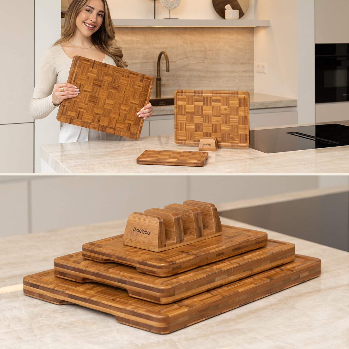 Deleca 3-delige Snijplankenset met houder - Image 3