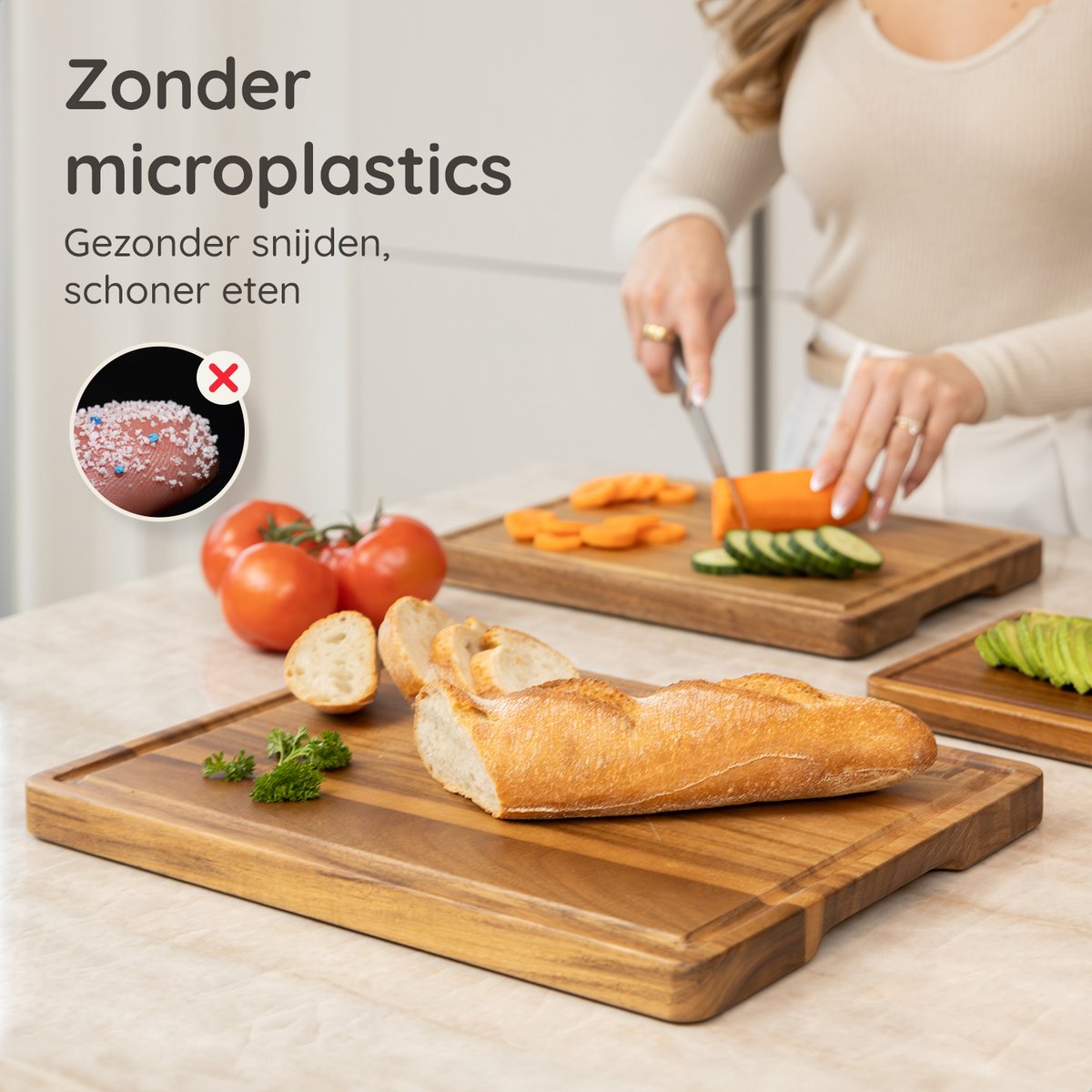 Deleca 3-delige Snijplankenset met houder (Acacia) - Image 1